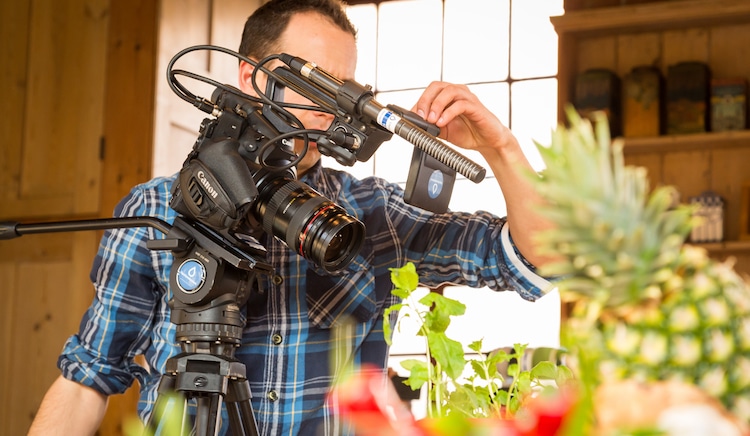 filming in a kitchen